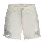 Guess Vita Denim Shorts med Distressed Effekt White, Dam