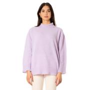 Solotre Polo Neck Sweater - Lila Purple, Dam