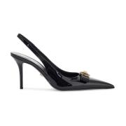 Versace Ribbon Slingback Patentläder Klackar Black, Dam