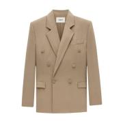 Saint Laurent Beige Silk Oversize Jacket Beige, Dam