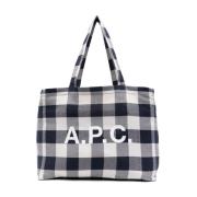 A.p.c. Rutig Diane Shoppingväska Blue, Dam