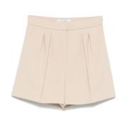 Max Mara Beige Veckade Shorts med Fickor Beige, Dam