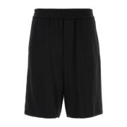 Ami Paris Svarta Viskos Bermuda Shorts Black, Herr