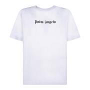 Palm Angels Svart T-shirt med djärv logotyptryck White, Herr