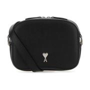 Ami Paris Stilren Svart Läder Crossbody-väska Black, Dam