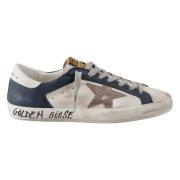 Golden Goose Vintage Stil Läder Sneakers Blå Vit Multicolor, Herr