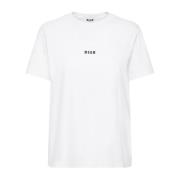 Msgm Bomull Crewneck T-shirt med Logo Print White, Dam