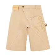 JW Anderson Beige Shorts med knappfästning Brown, Herr