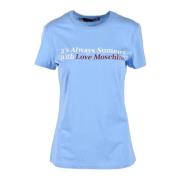 Love Moschino Bomull T-shirt med Stiligt Design Blue, Dam