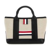 Thom Browne Kanvas handväska med Rwb-Stripe Beige, Dam