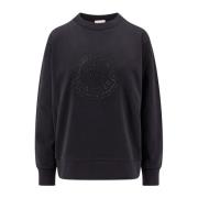 Moncler Bomulls sweatshirt med strasslogotyp Black, Dam