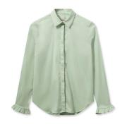 MOS Mosh Feminin Skjorta med Ruffle Detaljer Green, Dam