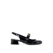 Versace Lackläder rosett slingback pumps Black, Dam