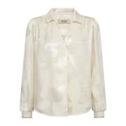 MOS MOSH Jacquardblus med Puffärmar Beige, Dam