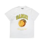 Ganni Persika Jersey T-shirt White, Herr