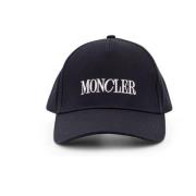 Moncler Bomull Broderad Logotyp Justerbar Rem Hatt Black, Herr