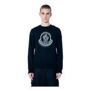 Moncler Bomull Jersey Logo Print Sweatshirt Black, Herr