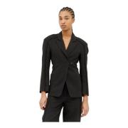 Ganni Frynsgarn Tweed Blazer Black, Dam