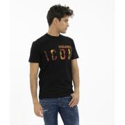 Dsquared2 Icon Multifärgad Rundhalsad T-shirt Black, Herr