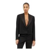 Jil Sander Ullkavaj Kort Skräddad Blazer Black, Dam