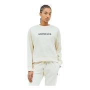 Moncler Bomull Jersey Logo Broderi Sweatshirt Beige, Dam