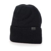 Woolrich Kashmir Ribbad Svart Keps Mini Logo Black, Dam