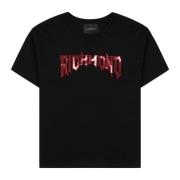 Richmond Paljett Logo Bomull T-shirt Black, Unisex