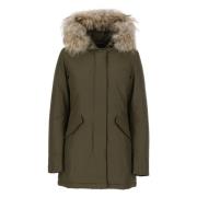 Woolrich Grön Tech Fabric Parka med Päls Green, Dam