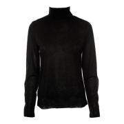 Drykorn Semitransparent Slim Fit Rullkrage Longsleeve Black, Herr