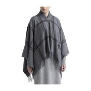 Peserico Ull, cashmere och lurex blandning poncho Gray, Dam