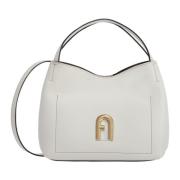 Furla Sofistikerad Slouchy Läder Axelväska Beige, Dam