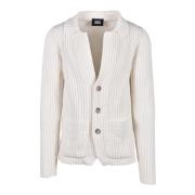 Alpha Studio Mjuk Stickad Cardigan med Cashmere Blandning White, Dam