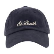 Saint Barth Broderad Logotyp Sammet Hatt Blue, Unisex