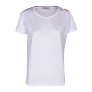 Dondup Dam Broderad Logotyp T-shirt, Slim Fit White, Dam