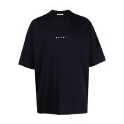 Marni Blå Bomull Logo Print T-shirt Black, Herr