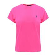 Polo Ralph Lauren Klassisk bomullst-shirt med logobroderi Pink, Dam