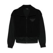 Emporio Armani Svart Zip Tröja med Fickor Black, Dam