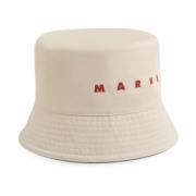 Marni Broderad hinkhatt i ljus beige White, Herr