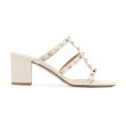 Valentino Garavani Vita Rockstud Lädersandaler White, Dam