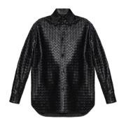 Bottega Veneta Läder oversize skjorta Black, Dam