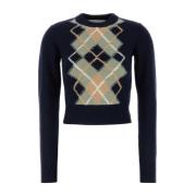 Ami Paris Navy Blue Wool Blend Sweater Multicolor, Dam