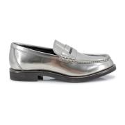 Brunello Cucinelli Modernt Penny Loafer Platta Skor Gray, Dam