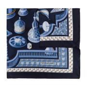 Salvatore Ferragamo Sidenscarf med tryck Blue, Dam