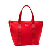 Lacoste Lättviktig Nylon Tote Väska Red, Dam