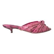 Dolce & Gabbana Exotiska Läder Kitten Heels Sandaler Pink, Dam