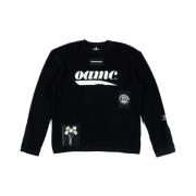 Oamc Svart Stickad Crewneck Tröja med Logotyp Black, Herr