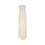 Stella McCartney Elegant Vit Ull Lång Klänning White, Dam