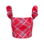 Loveshackfancy Tartan Maryjane Bustier Top Red, Dam