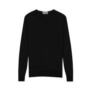 John Smedley Klassisk Stickad Tröja för Män Black, Dam