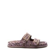 Fendi Ametist Lila Dubbel Spänne Sandaler Purple, Dam